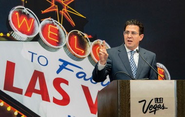 Jeremy Aguero, principal of Applied Analysis,  speaks at the Latin Chamber of Commerce business and networking luncheon on Friday, June 21, 2019, at the Las Vegas Convention Center. (Mark Damon/Las Vegas News Bureau)