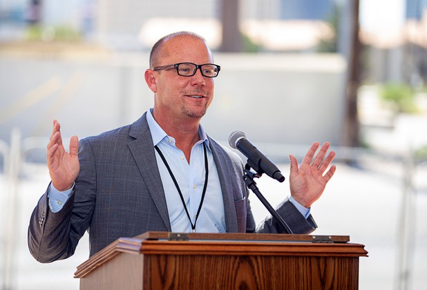 Christopher Beavor, CEO of CAI Investments, speaks during a groundbreaking ceremony for a new Delta Hotel by Marriott at the southwest corner of Flamingo Road and Valley View Boulevard Wednesday, June 26, 2019.