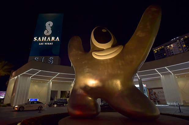 The marquee of the SLS Las Vegas displays its new ...