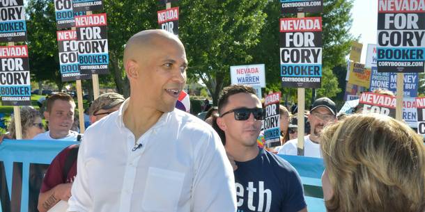 Democratic presidential candidate U.S. Sen. Cory Booker is shown during the 71st Annual Boulder City Damboree Celebration in Boulder City on Thursday, July 4, 2019.