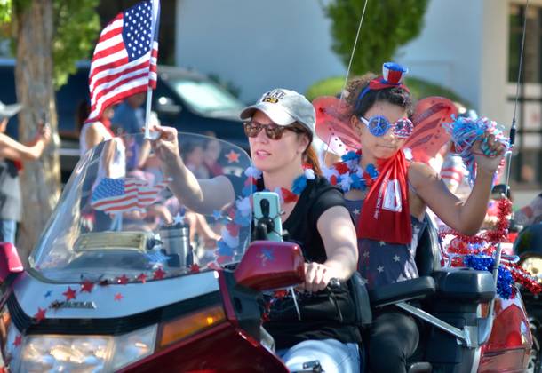 Representatives of the Bling Devas Motorcycle Club ride in the Fourth of July parade during the 71st Annual Boulder City Damboree Celebration in Boulder City on Thursday, July 4, 2019.