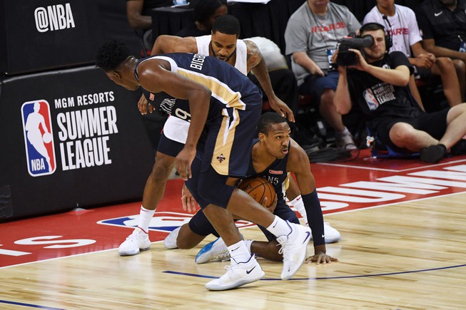 New Orleans Pelicans guard Tony Carr collects a loose ball ...