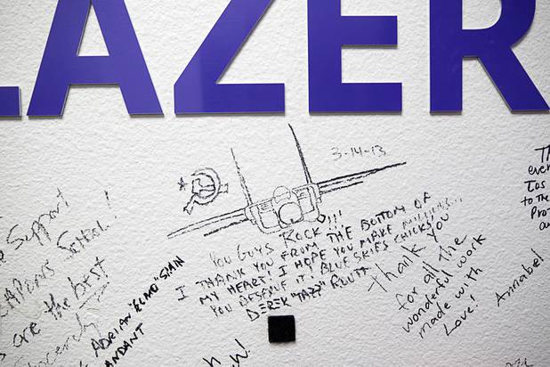 Customer comments are shown on a wall at Lazer Ladies, a veteran-owned small business, in North Las Vegas Friday, July 12, 2019. Sen. Jacky Rosen, D-Nev. visited the business to unveil her Veterans Jobs Opportunity Act which will provide tax credit for veterans who start a small business in underserved communities.
