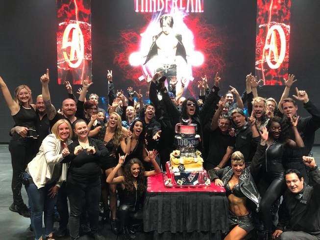 Criss Angel and his whole team celebrate 100 shows at Planet Hollywood.