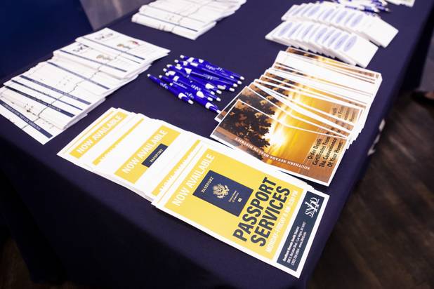 Pamphlets and brochures on health district programs are made available at informational booths following the State of the Health District address at the Southern Nevada Health District office building Thursday, July 18, 2019.