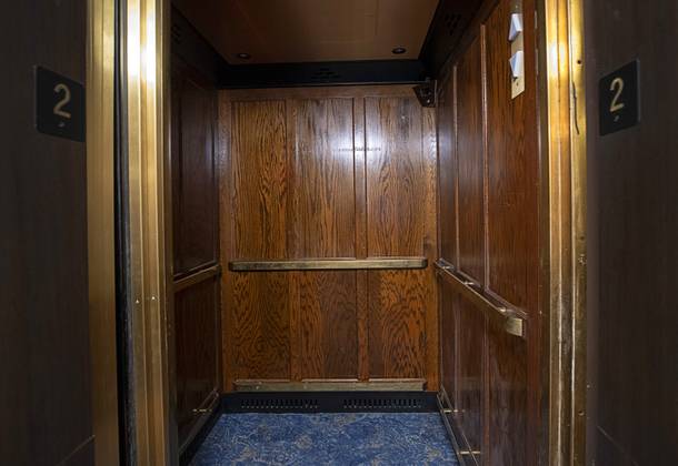 The first electronic elevator in Las Vegas is still used at Binion's Gambling Hall in downtown Las Vegas Wednesday, July 24, 2019. On Monday, July 29, TLC Casino Enterprises will open 81 historically-themed rooms as Hotel Apache, the original name of the hotel when it was built in 1932.
