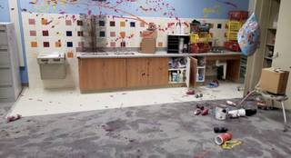 An art room at Robert E. Lake Elementary School was vandalized, ruining many student art supplies.