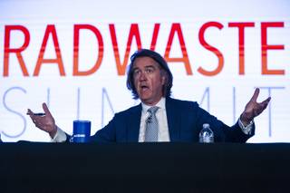 Colin Jones, Vice President and Deputy General Manager of JACOBS speaks during the Radwaste Summit at Green Valley Ranch in Henderson Tuesday, Sept. 3, 2019.