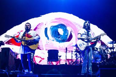 Of Monsters and Men perform during the second day of the Life is Beautiful festival Saturday, Sept. 21, 2019.