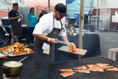 Justin Kingsley Hall cooks at the Life Is Beautiful festival on September 22, 2019.