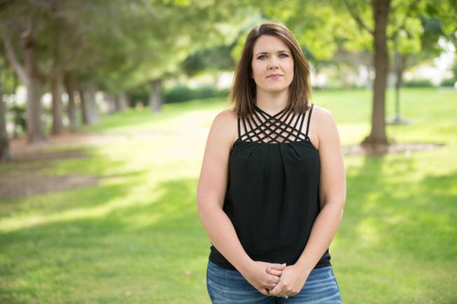 Oct. 1 survivor Lacey Tucker poses for a portrait at O Callaghan Park in Henderson Monday, Sept. 23, 2019.