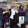 From left, Terbine CEO David Knight, Vice President of NTT Data Services Bill Baver, City of Las Vegas Mayor Pro Tem Michele Fiore, City of Las Vegas City Manager Scott Adams, Mayor Carolyn G. Goodman, City of Las Vegas Councilwoman Olivia Diaz, Vice President of SonicWall Hojin Kim and City of Las Vegas Councilman Cedric Crear kick off a grand opening event at the International Innovation Center, Downtown, Wednesday, Sept. 25, 2019.