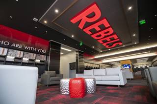 The locker room is shown during a tour of the new Fertitta Football Complex at UNLV, Thursday, Oct. 3, 2019.