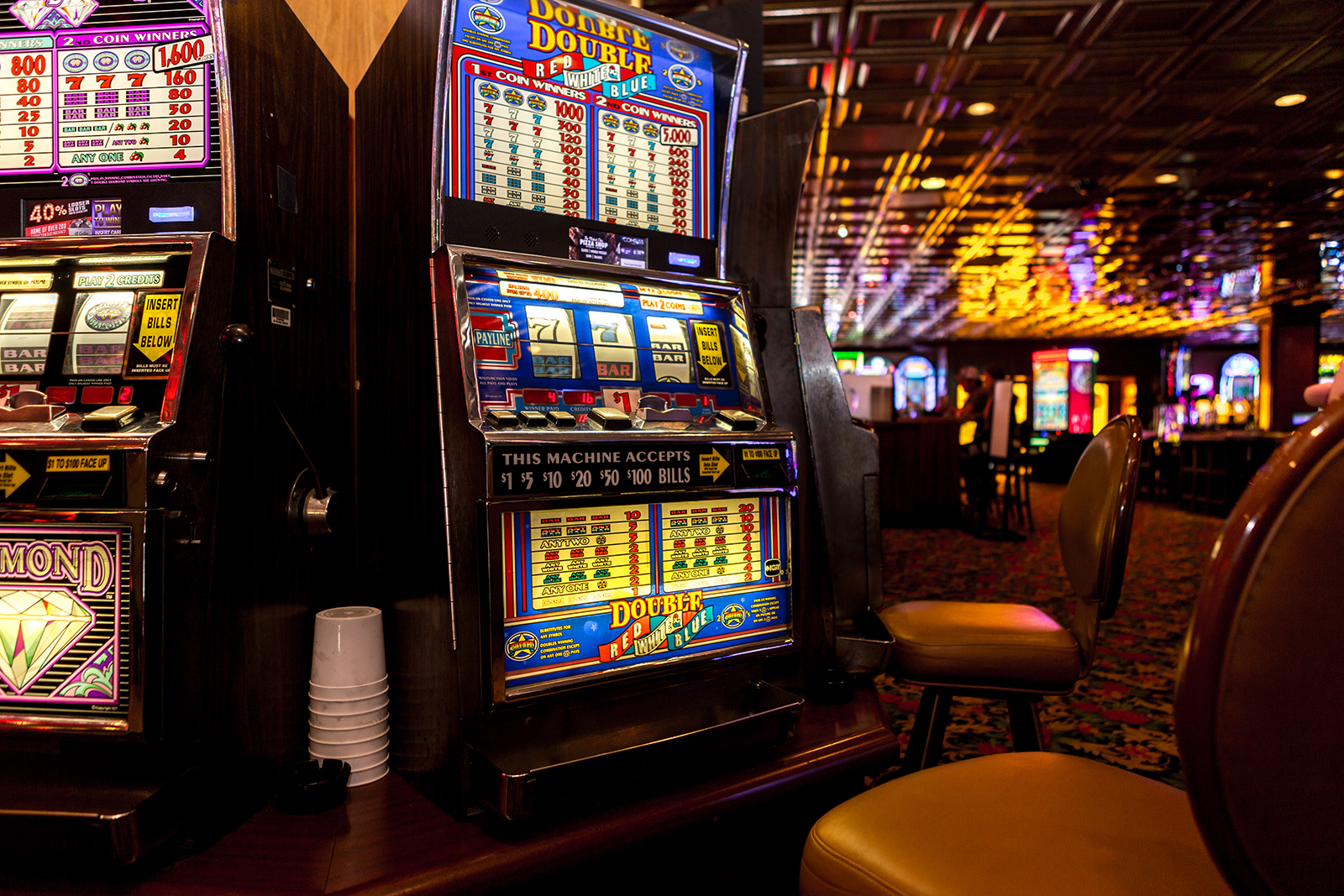 Photograph : Vintage Coin Slot Machines at El Cortez Casino -