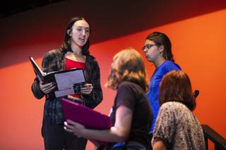 Senior Emily Shoemaker performs as Queen Lear during a rehearsal for an all female version of Shakespeare's 