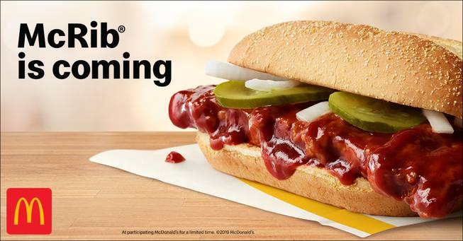 It's back: McDonald's to serve McRib in Las Vegas starting Oct. 14 ...