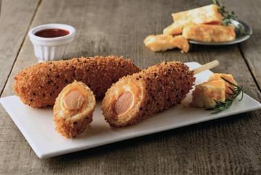 These deep-fried dogs look something like a typical carnival corndog but have a taste and texture all their own.