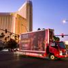 A mobile billboard promoting the Atomic Saloon Show is seen on the Strip, Thursday, Nov. 7, 2019