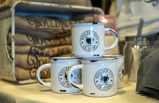 Coffee mugs are displayed at the Boulder City Company Store in Boulder City Wednesday, Nov. 27, 2019. Business co-owner Tara Leon-Bertoli revived the Boulder City Company store which opened in 1931 at Nevada Way and Birch Street. 