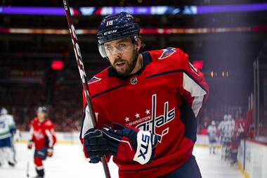 Washington Capitals center Chandler Stephenson, of Canada, skates during the second period of an NHL hockey game, Saturday, Nov. 23, 2019, in Washington. 