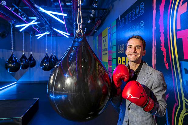 Bryan Ercolano, CEO/founder of Redemption Fitness, poses in the Rebel room at the gym at 1059 S. Rampart Blvd. Wednesday, Dec. 4, 2019.