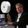 Procter & Gamble Chief Brand Officer Marc Pritchard shows off the Charmin Forever Roll and the Charmin RollBot during a Procter & Gamble news conference before CES International, Sunday, Jan. 5, 2020, in Las Vegas.