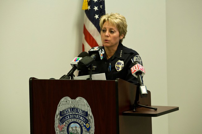 North Las Vegas Police Chief Pamela Ojeda briefs the media, ...