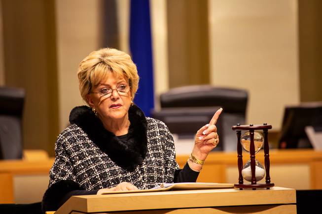 Las Vegas Mayor Carolyn Goodman delivers her State of the City address at City Hall, Thursday Jan 9, 2020.
