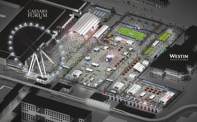 An artist rendering of the NFL Draft grounds from above in Las Vegas. The draft will be held April 23-25. 