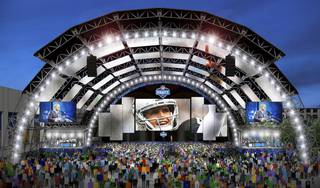 An artists rendering of the NFL Draft main stage in Las Vegas. The draft will be held April 23 through 25. Courtesy of the NFL