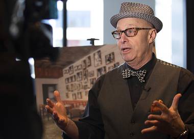 Paul Saginaw, co-owner of Saginaw’s Delicatessen, is interviewed during a news conference at D Las Vegas in downtown Las Vegas Wednesday, Jan. 22, 2020. Casino owner Derek Stevens unveiled the restaurant lineup for his new Circa hotel-casino which is scheduled to open downtown in December 2020.