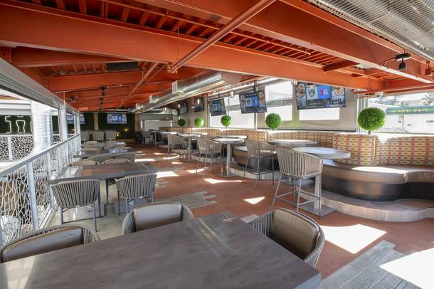 An interior view of The Front Yard pub, a two-story addition to the 50-plus-year-old Ellis Island property, Wed. Jan. 14, 2020. The pub offers a classy yet casual indoor/outdoor brewpub with large windows, Strip views and a retractable roof. CHRIS DEVARGAS