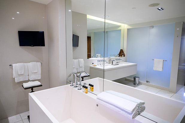 A bathroom is shown in the Presidential Suite at Green Valley Ranch in Henderson Wednesday, Feb. 5, 2020.
