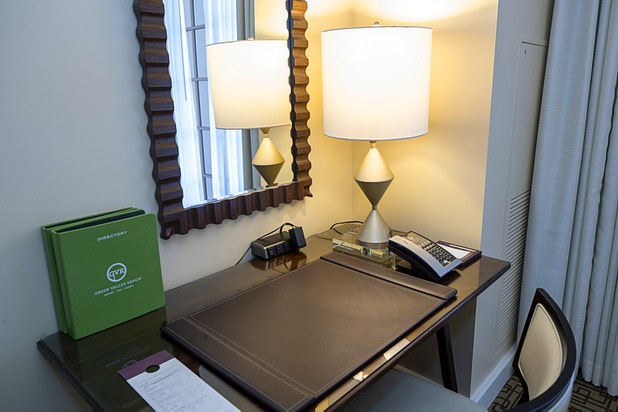 A writing table is shown in a guest bedroom in the Presidential Suite at Green Valley Ranch in Henderson Wednesday, Feb. 5, 2020.