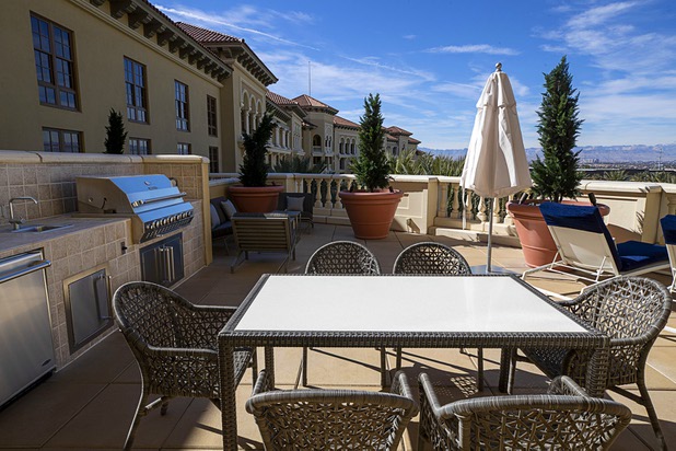 The private patio includes a BBQ at the Presidential Suite at Green Valley Ranch in Henderson Wednesday, Feb. 5, 2020.
