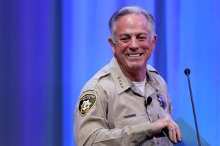 Clark County Sheriff Joe Lombardo smiles at the conclusion of his annual State of Department address at the Smith Center Wednesday, Feb. 5, 2020.