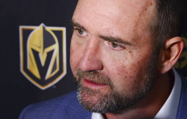 Golden Knights coach Peter DeBoer talks to media after defeating the Ottawa Senators 4-2 in an NHL hockey game, Thursday, Jan. 16, 2020 in Ottawa, Ontario. 