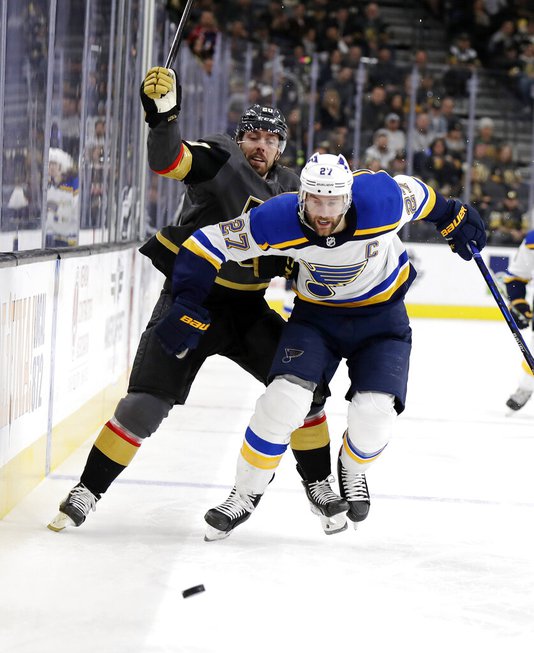 Golden Knights center Chandler Stephenson (20) and St. Louis Blues ...