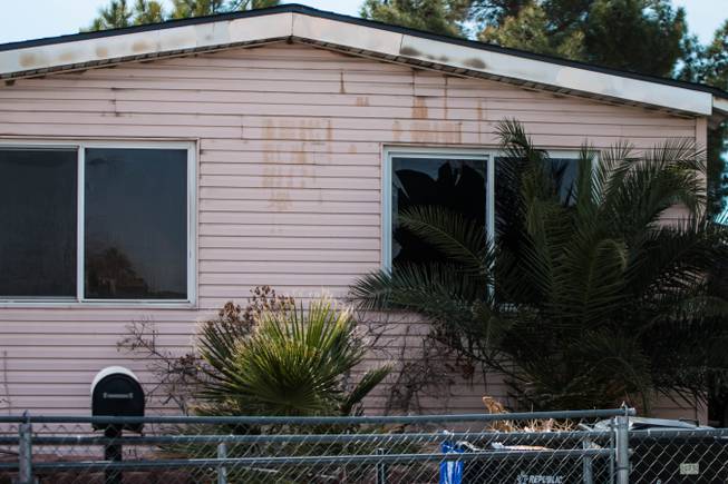 Two-day aftermath of a fatal fire that killed a 74-year-old woman in a mobile home at 3209 Orr Avenue in North Las Vegas, Feb. 13, 2020.    
