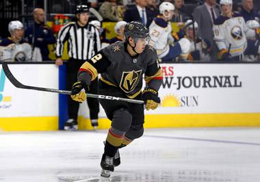 Las Vegas Golden Knight’s Zach Whitecloud skates against the Buffalo Sabres at T-Mobile Arena in Las Vegas Friday, Feb. 28, 2020.