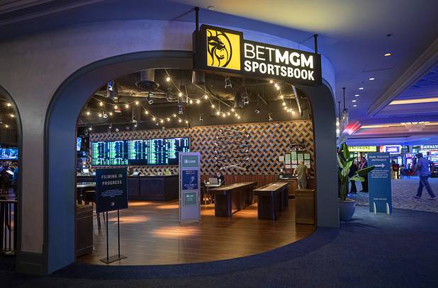 A view of the BetMGM sports book at the Park MGM Friday, March 6, 2020.