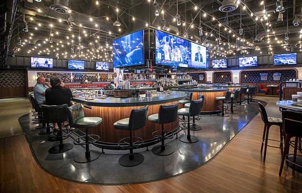 A view of the center bar at the BetMGM sports book at the Park MGM Friday, March 6, 2020.