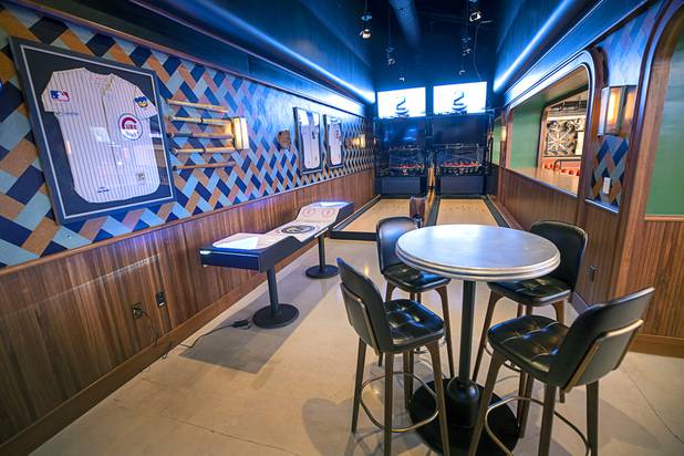 An area with bowling games is shown in the BetMGM sports book at the Park MGM Friday, March 6, 2020.