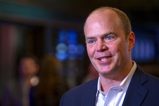 Matt Prevost, chief marketing officer for Roar Digital, responds to a question during an interview in the BetMGM sports book at the Park MGM Friday, March 6, 2020.