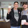 Tim Carter, right, and his father Michael Carter pose in front of Blvd Coffee at Pawn Plaza in downtown Las Vegas Tuesday, March 10, 2020. Tim is co-owner of the coffee shop with his brother Ben.