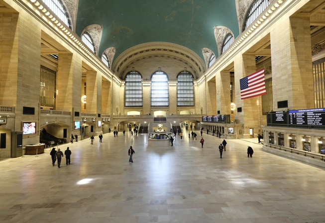 A sparsely occupied Grand Central Station appears at midday on ...