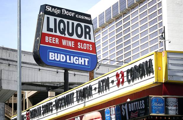An exterior view of the Stage Door Casino at Flamingo Road and Linq Lane Tuesday, March 31, 2020. The casino is closed but the market is still open.
