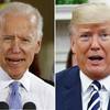 In this combination of file photos, former Vice President Joe Biden speaks in Collier, Pa., on March 6, 2018, and President Donald Trump speaks in the Oval Office of the White House in Washington on March 20, 2018.