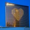 Room lights form the shape of a heart at the Encore on the Las Vegas Strip Wednesday, April 15, 2020.