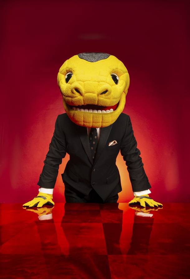 The Vegas Golden Knights mascot Chance the Golden Gila Monster
